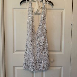 Angel Biba White Sequin Dress